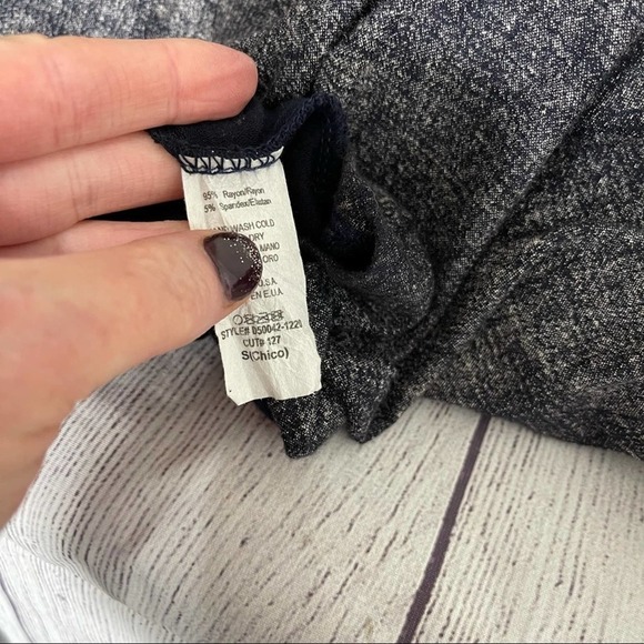 BOUTIQUE Asymmetrical Hem Tunic Boho Acid Wash Tunic Size Small Navy - Picture 12 of 12